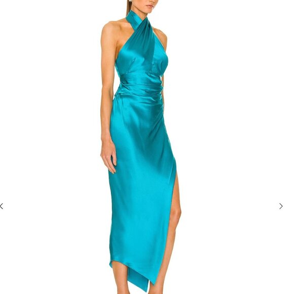 NWT The Sei for FWRD Cross Wrap Halter Dress in Aqua size 4 - Picture 3 of 9